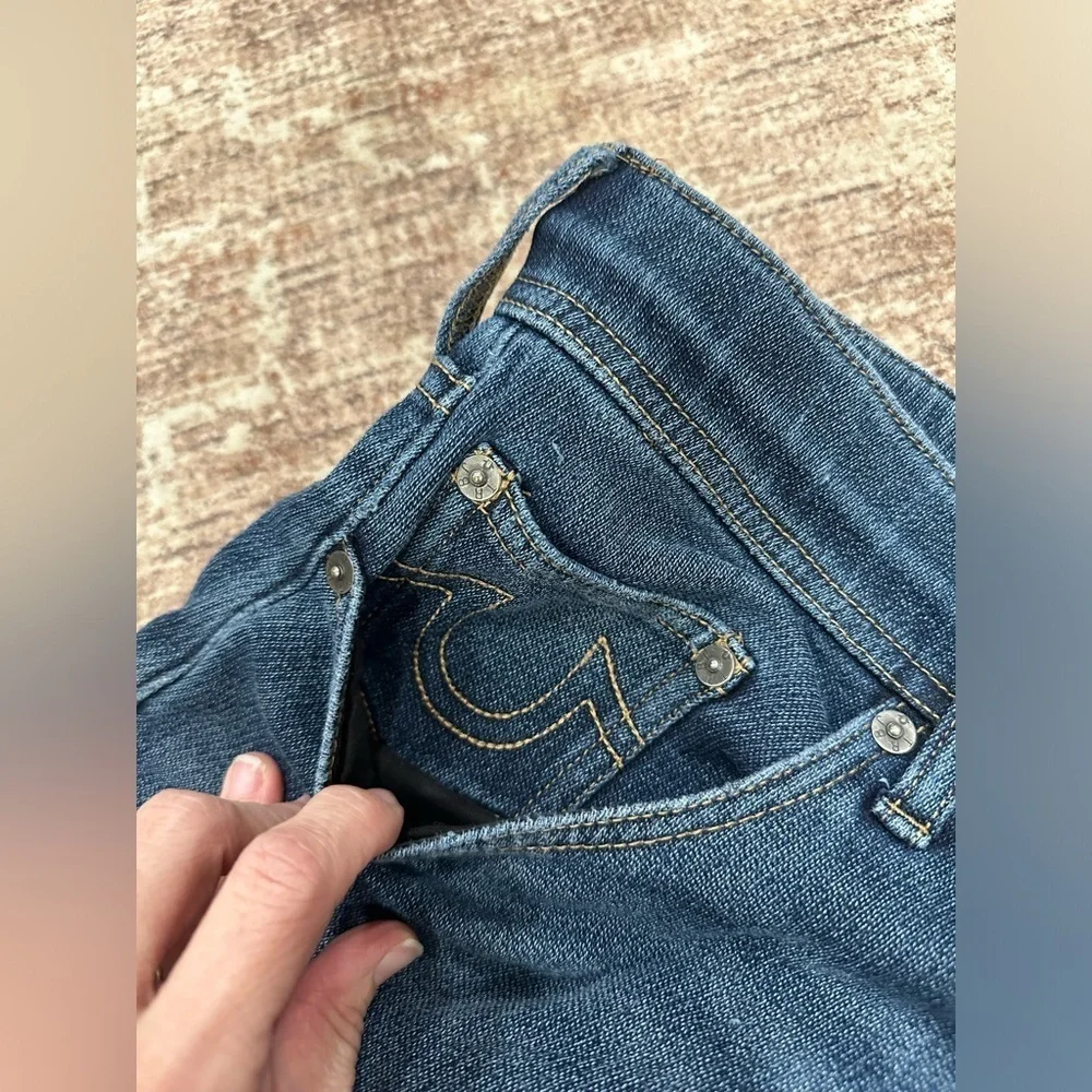 True Religion Twisted Dean Slim Blue Drawstring Denim Jeans Men's Size 31x30